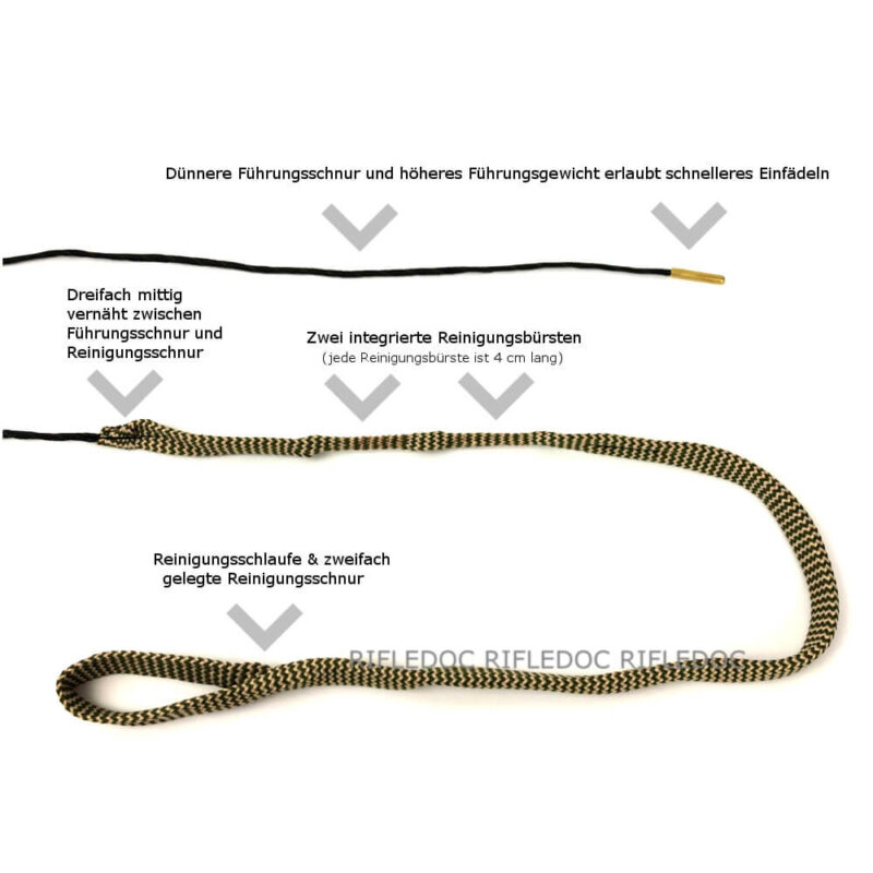 Reinigungsschnur 6,5mm Cal .25 .264 | zwei Bürsten + Griff – Bild 11